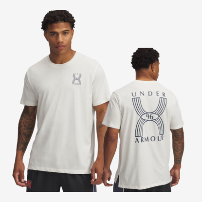 UNDER ARMOUR m majica 1389823-114 RUN 96 white quartz downpour gray