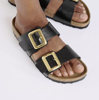 BIRKENSTOCK natikači 1029457 1029492 SYDNEY LUXE BUCKLE -narrow- graceful licorice